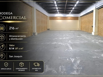 Arriendo Mensual / Bodega / San Joaquín